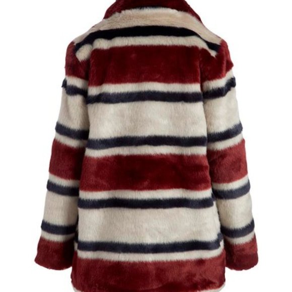 NWT Juicy Couture Striped Faux Fur Coat - Picture 2 of 3